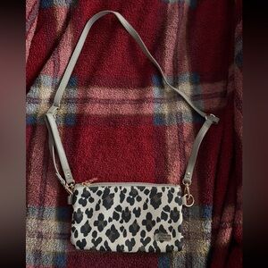 Nine West Black and White Animal Print Crossbody Bag